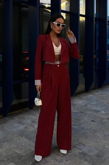 Garni Detaylı Crop Ceketli Takım 10075 resmi
